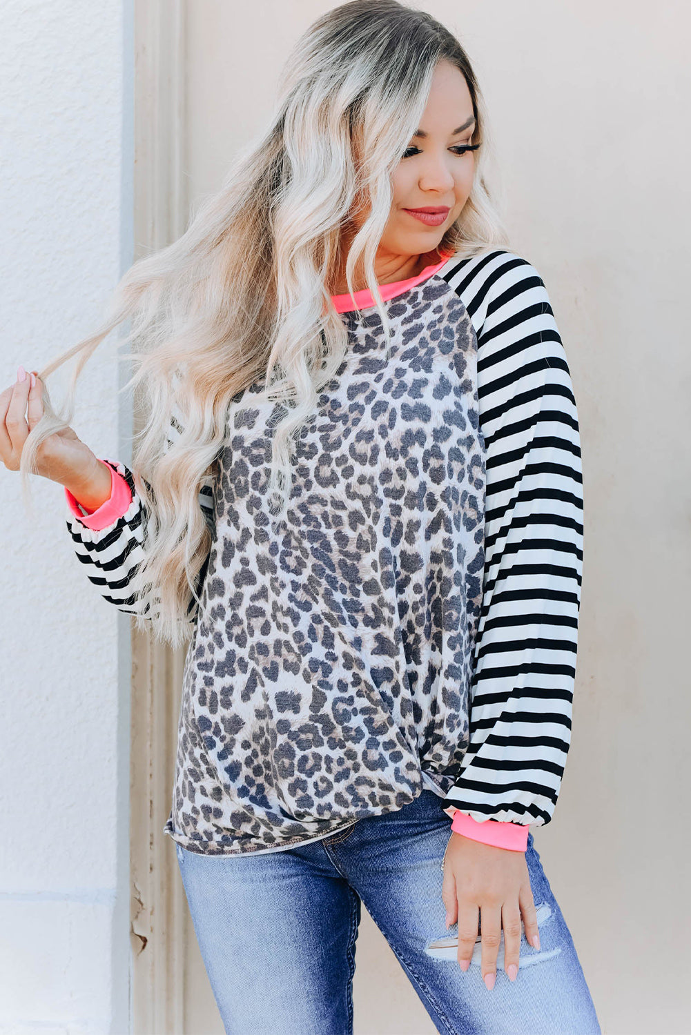 Stripe Twist Long Sleeve Top