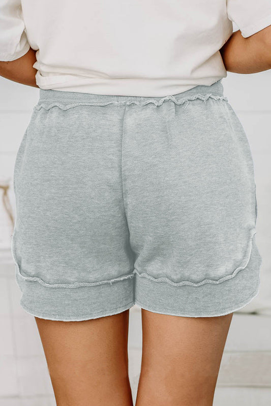 Ribbed Trim Knit Casual Shorts