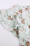 Green Floral Ruffle Short Sleeve Tee