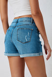 Dandelion Embroidered Ripped Denim Shorts