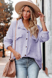 Veste chemise violette boutonnée en peluche avec poches