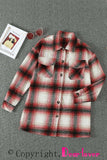 Turn down Neck Plaid Pocket Button Closure Coat