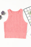 Cable Knit Ribbed Trim Sleeveless Crop Top