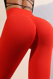 Leggings de sport taille haute froissés rouges