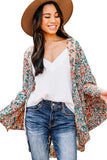 Paisley Floral Print Open Front Flowy Kimono