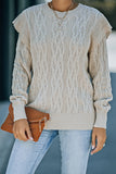 Frilled Shoulder Detail Cable Knit Sweater