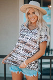 Print Color Block V Neck Tunic Top