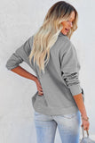 Dark Solid Color Zip Collar Sweatshirt with Pockets