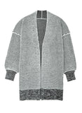 Gray Textured Knit Pocketed Duster Cardigan