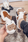 White Cartoon Animal Cow Plush Slippers