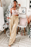 Pockets Drawstring High Waist Wide Leg Pants