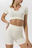 Ribbed Short Sleeve Cropped Active Top