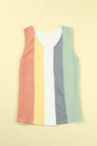 Color Block V-Neck Waffle Knit Tank Top