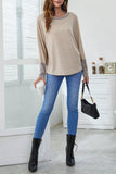 Contrast Cuffs Batwing Sleeve Loose Top