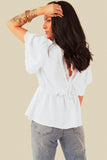 Lace Splicing V Neck Short Sleeve Blouse