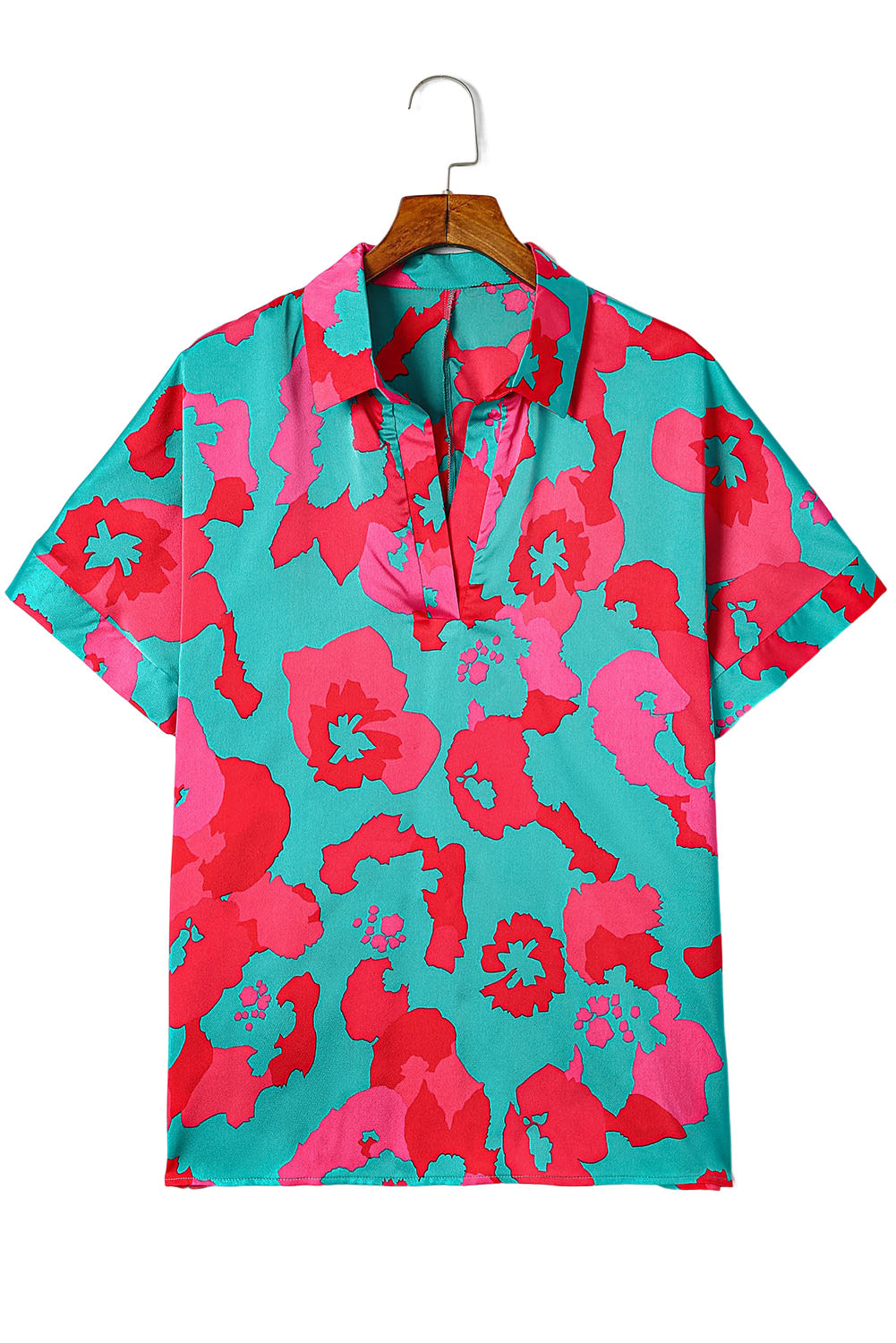 Abstract Print V Neck Blouse