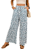 Leopard Print Pocketed Wide Leg Pants