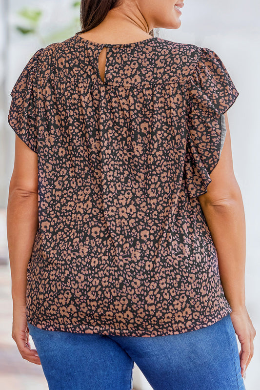 Chemisier Floral Smocké Noir Grande Taille