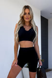 Ribbed Sports Bra and High Waist Shorts Active Set