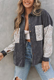 Leopard Patchwork Corduroy Buttoned Shirt Jacket