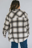 Plus Size Brushed Plaid Flap Pocket Shacket