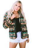 Western Colorblock Snap Buttoned Sherpa Jacket