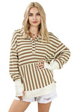 Striped Contrast Thumbhole Oversized Hoodie