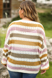 Striped Hollowed Knitted Loose Sweater