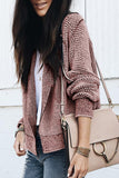 Apricot Plaid Contrast Trim Open Front Cardigan