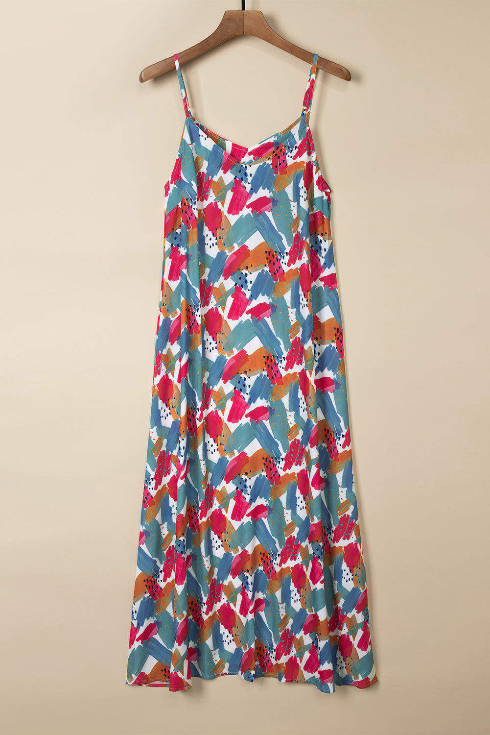 Abstract Print Spaghetti Straps Maxi Dress