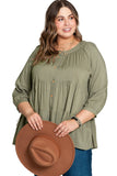 Plus Size Ruffle Tiered Split Neck Shirt