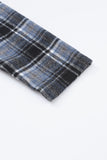 Plaid Button Neck Pocketed Pullover Hoodie