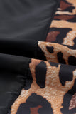 Leopard Print Contrast Stitching Hoodie