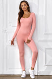 Scoop Neck Long Sleeve Seamless Yoga Jumpsuit