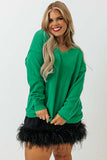 Plus Size Drop Shoulder V Neck Sweater