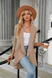 Textured Knit Lapel Collar Open Front Cardigan