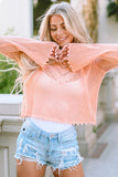 Hollowed Eyelets Knit Bell Sleeve Sweater