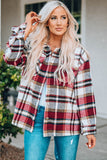 Geometric Plaid Print Pocketed Shacket