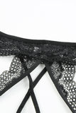 2pcs Lace Open Cut Chain Decor Lingerie Set