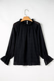 Striking Pleated Flared Cuff Long Sleeve Blouse