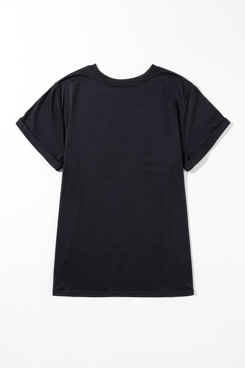 Black Solid Color Crew Neck Tee