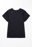 Black Solid Color Crew Neck Tee