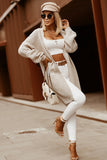 Open Front Cable Sleeve Long Cardigan