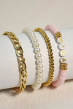 4PCS MAMA Pearls Beaded Chain Bracelets Set