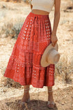 Bohemian Mix Print Long Flared Skirt