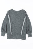 Acid Wash Relaxed Fit Seamed Pullover Sweatshirt with Slits