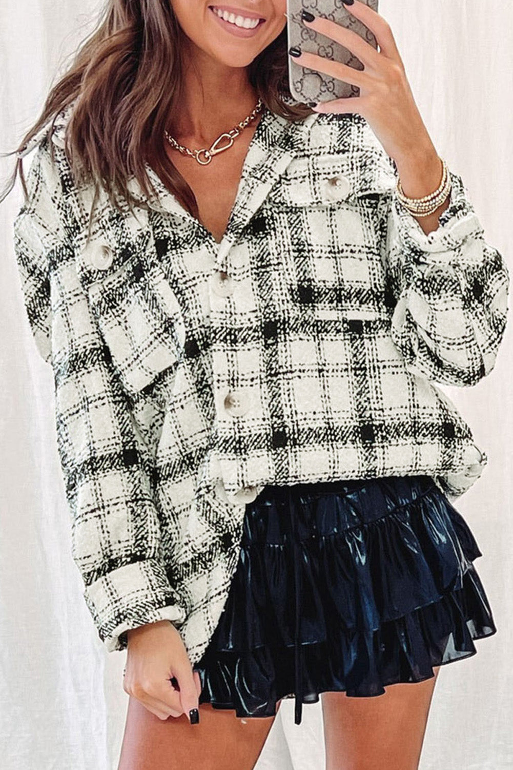 Oversized Plaid Pattern Flannel Shacket