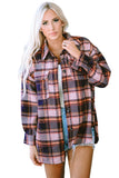 Oversized Flap Pockets Plaid Shacket with Slits