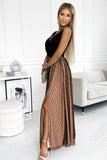 Polka Dot Mesh Overlay Sleeveless Maxi Dress