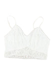 Bralette smockée blanche en dentelle au crochet à pois